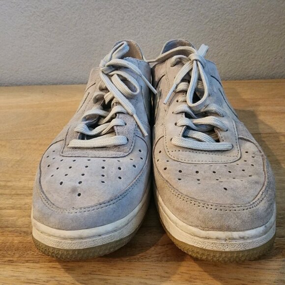 Nike Womens Air Force 1 Low Shoes Sneaker Suede 487643-201 Light Sandtrap Size 8 - Picture 4 of 13